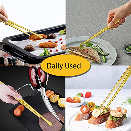 2 Pcs 12 Inch Cooking Tweezers Stainless Steel Food Tweezers Kitchen Tweezer Tongs