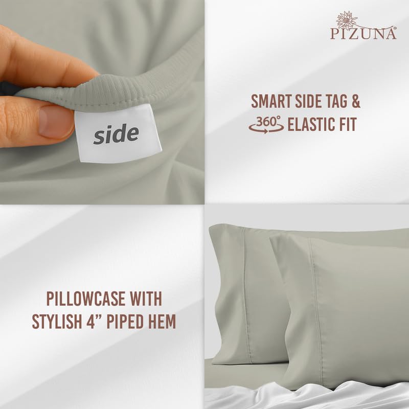 Cotton Queen Fitted Sheet + 2 Pillowcases Set 400TC Silver