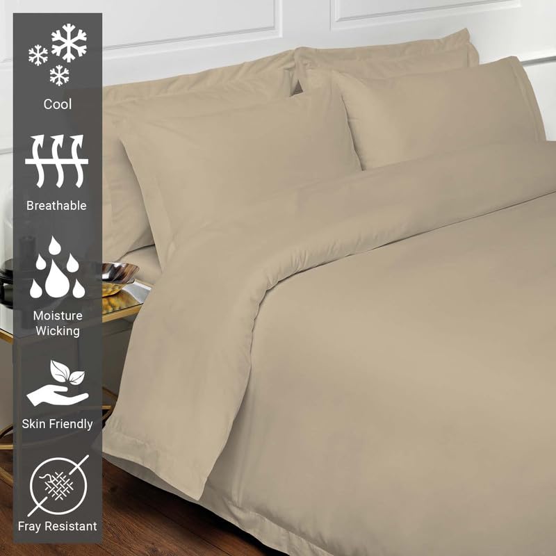100% Cotton Full Duvet Cover Set 400 Thread Count Simply Taupe