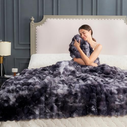 Faux Fur Throw Blanket for Bed King Size