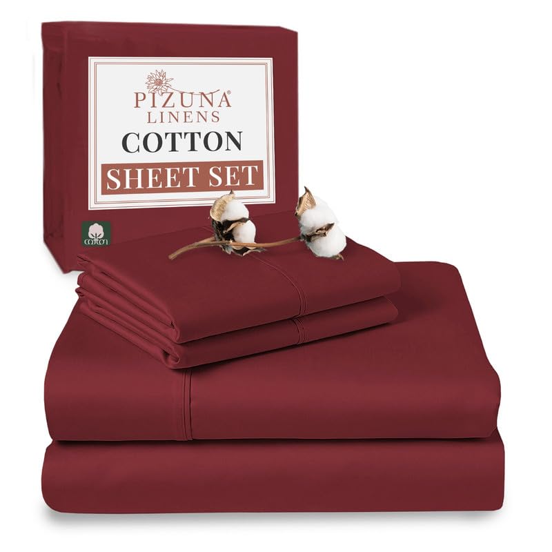 100% Cotton Sheets Set RV King 400 Thread Count Rio Red