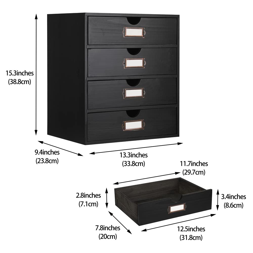 Large Wooden Drawers Wooden Box with Drawer Black