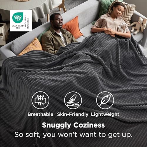 Extra Soft Large Fleece Blanket for Bed Grey 120"x120"