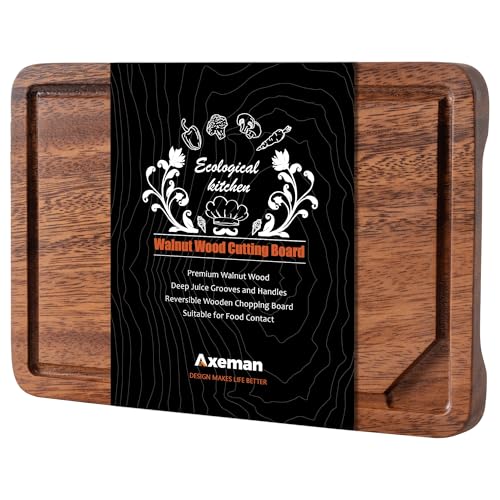 Mini 9x6" Walnut Wood Cutting Board with Juice Groove for Kitchen Countertop