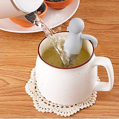 Tea Infuser for Loose Leaf Tea Cute Tea Strainer Ball Stainless Steel Extra Fine Mesh Tea Steeper Filter for Cup Mug Silicone Handle Grey