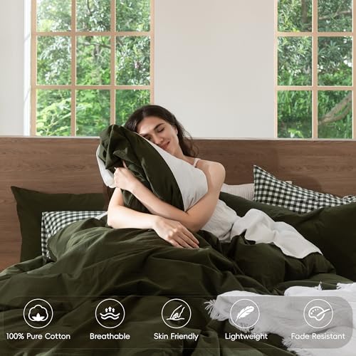 Duvet Cover Set 100% Washed Cotton Linen Like Oversized Queen (3 Count)