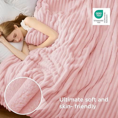 Soft Queen Size Blanket for Bed Coral Pink 90"x90"
