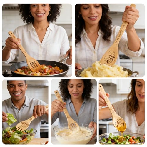 Bear Wooden Spoons for Cooking (5 Count)