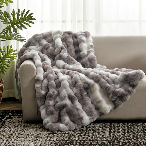 Faux Fur Throw Blanket for Couch
