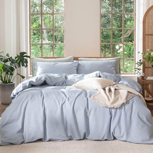 Duvet Cover Set 100% Washed Cotton Linen Like Twin (46.4 Ounce)