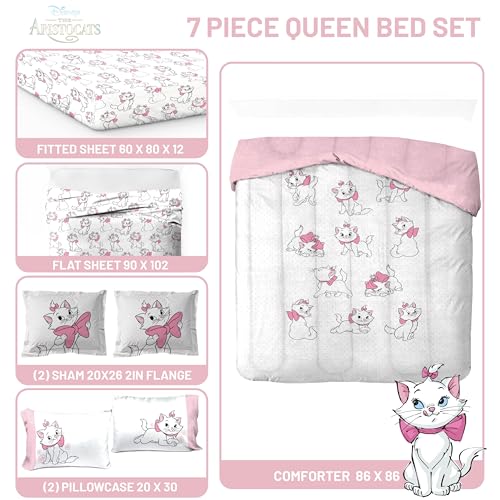 Disney Aristocats Marie Queen Comforter Set 7 Piece Kids Bedding