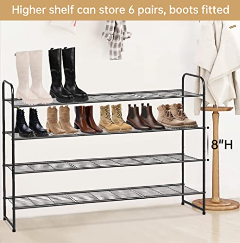 4 Tier Long Shoe Rack for Closet Metal Shoe Organizer for Entryway