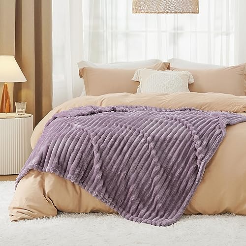 Soft Twin Blanket for Bed Decor Gifts Light Purple 60"x80"