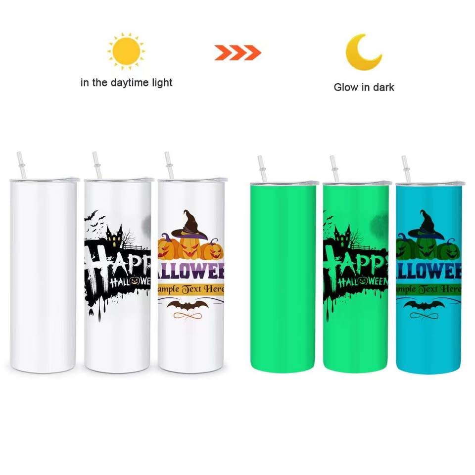 Sublimation Blank Tumblers bulk 20 oz glow in dark Luminous green (25 Count)