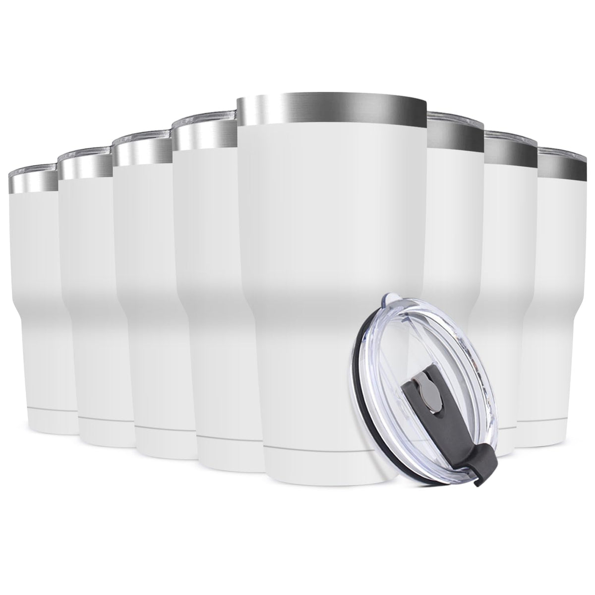 30oz Stainless Steel Travel Mug with Lid (8 Count)