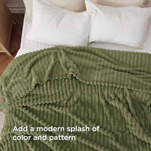 Soft Full Size Fleece Blankets for Bed Moss 84"x90"