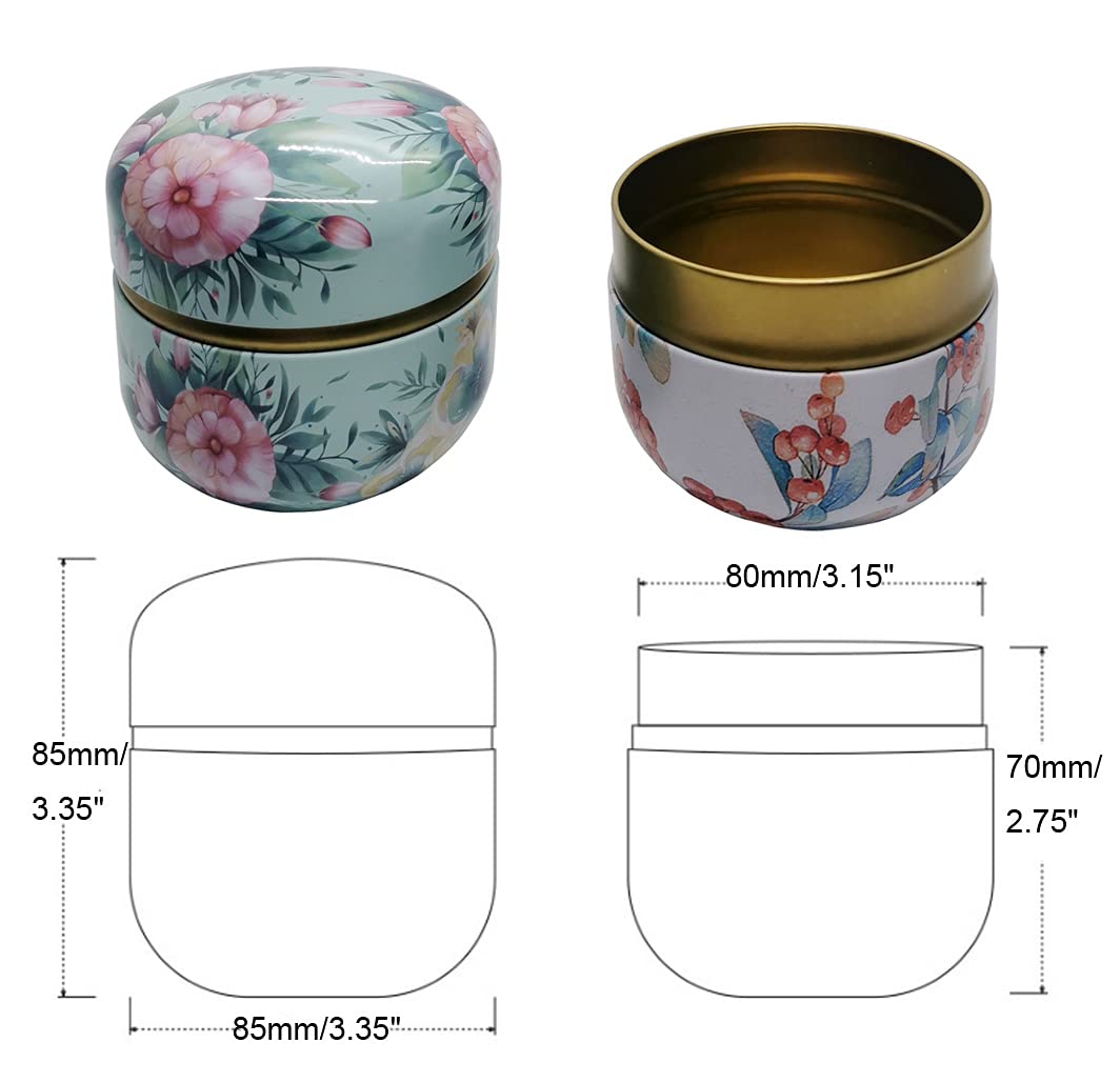 12 Pack Empty Tea Tin Can Candle Containers Loose Tea Tin Box With Lid Sealed Jar Scented Tea Storage Metal Coffee Candy Cans Gift Storage Jewelry Boxes Round Can (12 Count)