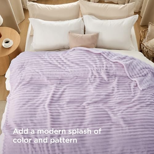 Soft King Size Blankets for Bed Lavender Fog 108"x90"