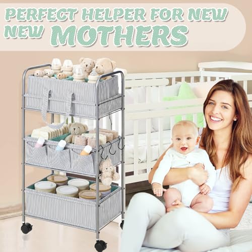 2 in 1 Baby Diaper Caddy Organizer Cart