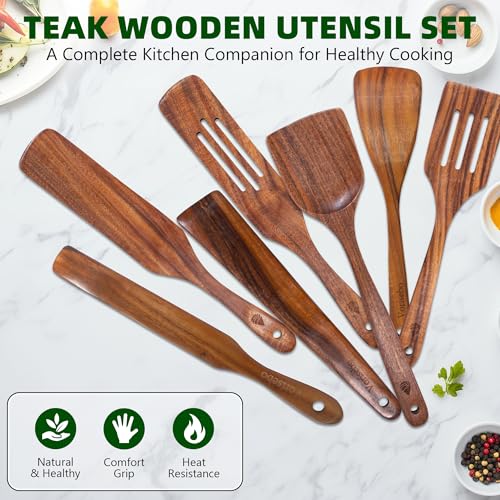 7 Pcs Teak Wooden Utensil Set (7 Count)