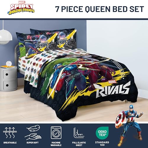 Marvel Rivals Queen Comforter Set 7 Piece Soft Bedding for Boys
