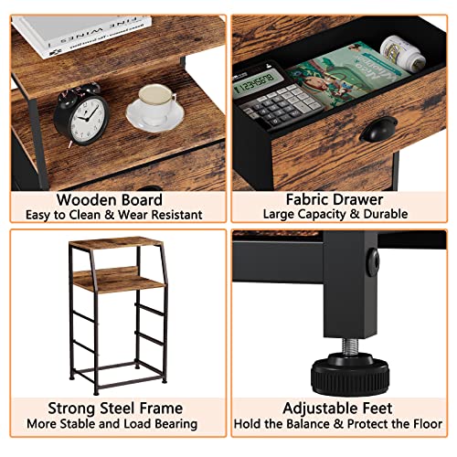 Nightstand with 3 Fabric Drawers