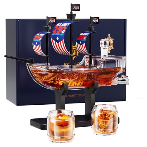 Pirate Ship Whiskey Decanter Gift Set with 2 Glasses