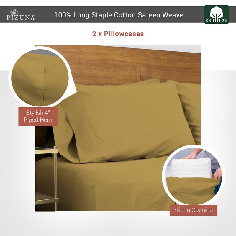 100% Cotton King Size Pillowcases 400 Thread Count Woody Brown (2 Count)