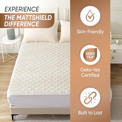 Luxury Quilted Organic Cotton Mattress Protector Queen Size