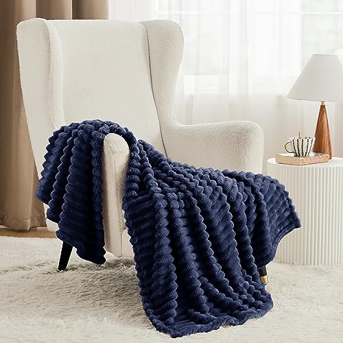 Soft Twin Blanket for Bed Decor Gifts Navy Blue 60"x80"