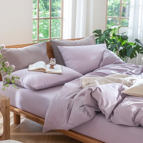 Duvet Cover Set 100% Washed Cotton Linen Like King