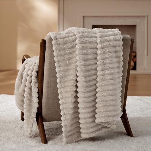 Soft Beige Throw Blanket for Couch Decor Gifts 50"x70"