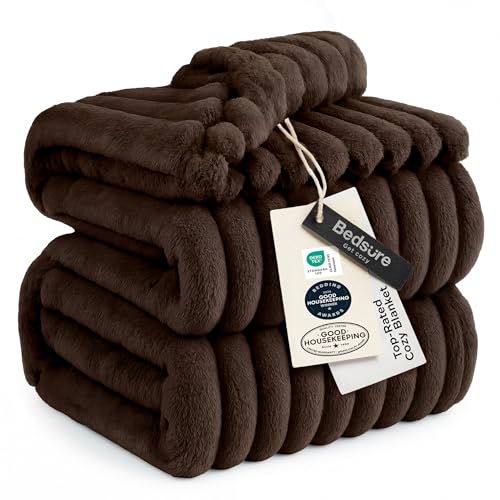 Full Size Fleece Blankets for Bed Chocolate Brown 84"x90"