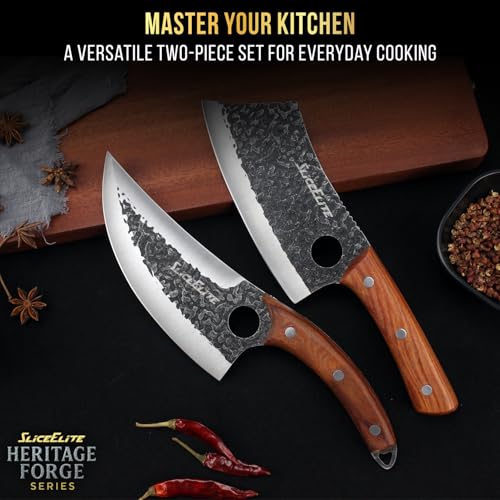 2PCS Hand Forged Butcher Knife Set (2 Count)