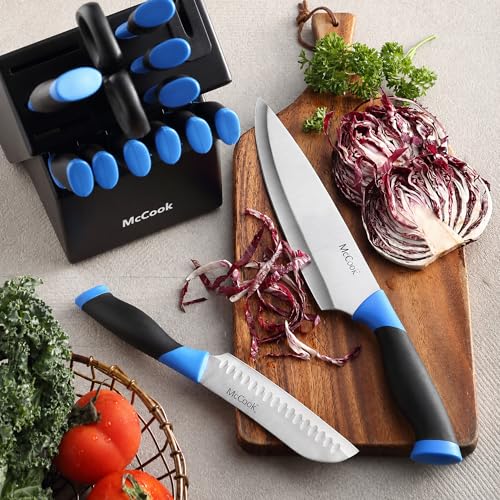 Knife Sets German Stainless Steel Kitchen Knife Block Sets with Built (24 Count)