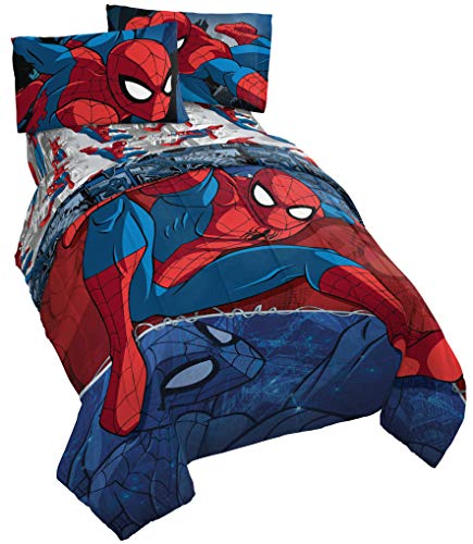 Marvel Spiderman Twin Comforter Set 4 Piece Kids Bedding for Boys