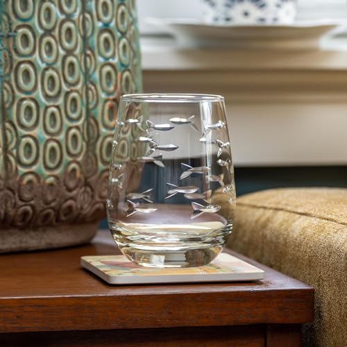 School of Fish Clear Stemless Wine Glass (2 Count)