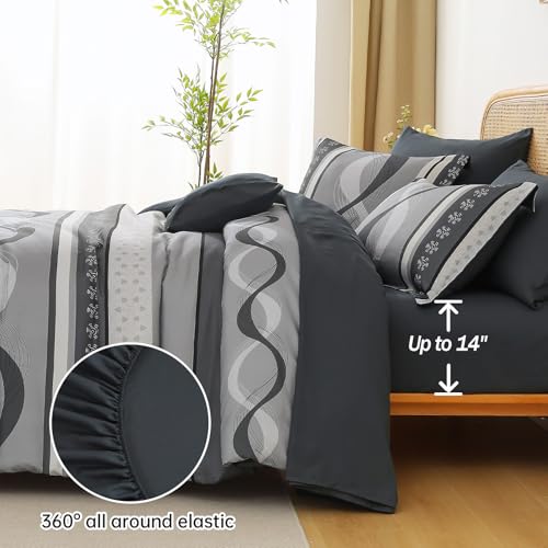Anibeddin Grey Comforter Set King Size