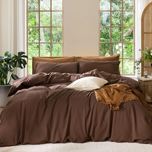 Duvet Cover Set 100% Washed Cotton Linen Like Twin (64 Ounce)
