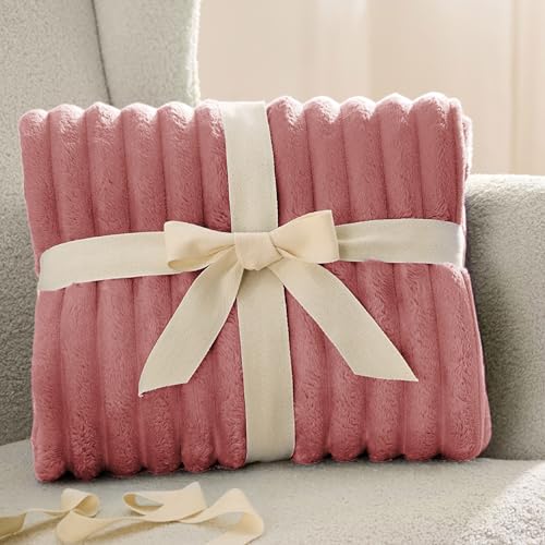 Soft King Size Blankets for Bed Dusty Pink 108"x90"