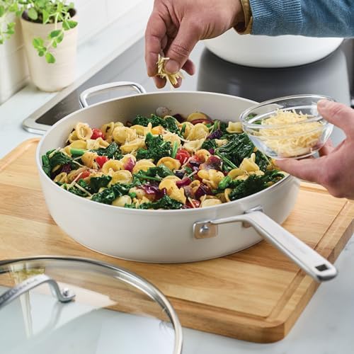 Hard Anodized Ceramic Induction Saute Pan with Lid and Helper Handle