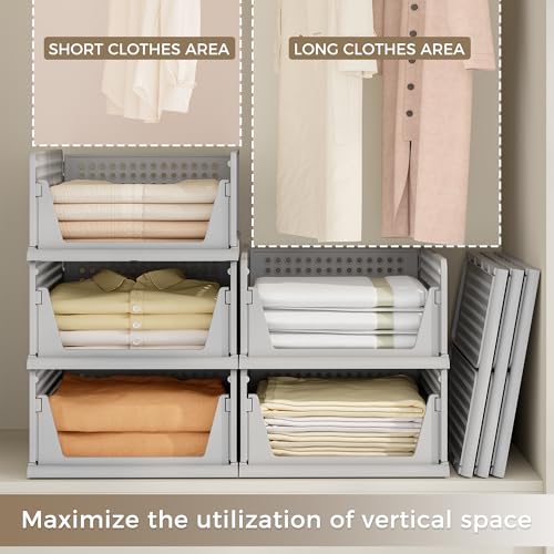 8 Pack Closet Organizer Storage Bins Stackable Plastic Drawer Shelf (8 Count)
