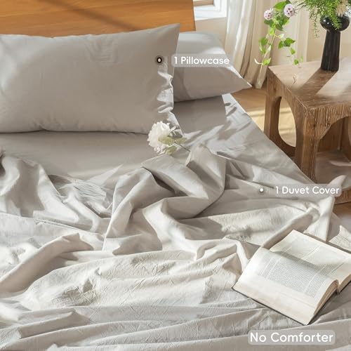 Duvet Cover Set 100% Washed Cotton Linen Like Twin