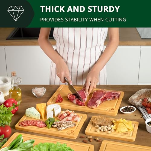 Wooden Cutting Boards for Kitchen Meal Prep & Serving (5 Count)