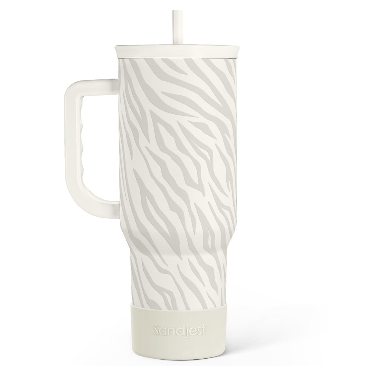 Zebra Skin 40oz Slider Tumbler with Handle and Straw