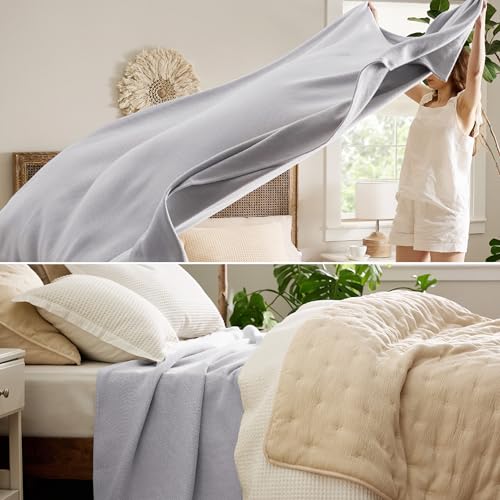 GentleSoft 100% Cotton Large Blanket Oversized King for Bed 120x94 inches