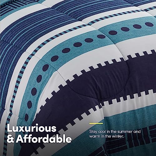 7 Piece Comforter Set Bag Solid Color All Season Soft Down Alternative Blanket & Luxurious Microfiber Bed Sheets