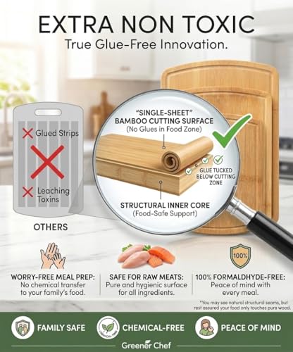 SAFEST Extra Large Bamboo Cutting Board Set of 3 with Glue (3 Count)