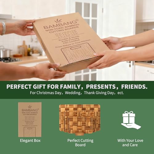 Bamboo Cutting Board for Kitchen with Juice Groove (3 Count)