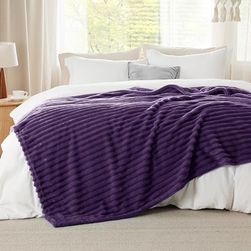 Soft King Size Blankets for Bed Purple 108"x90"